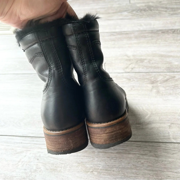 Rudsak Black Leather Lace Up Fur Winter Boots Made in Italy - Picture 8 of 16